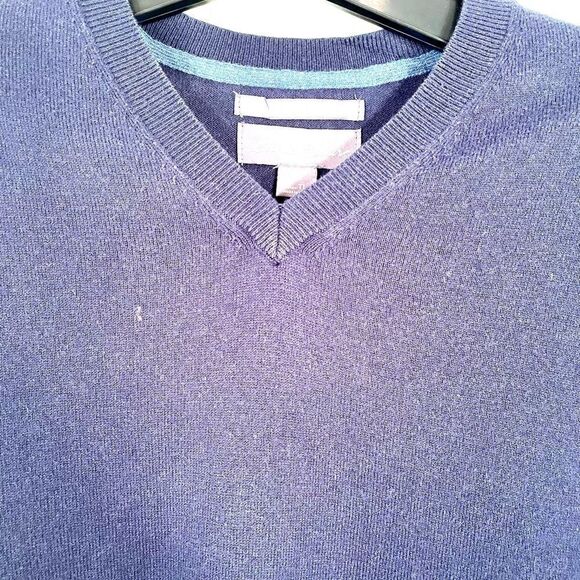 MENS NAVY SWEATER EDDIE BAUER COTTON MERINO SIZE TL - Picture 4 of 6